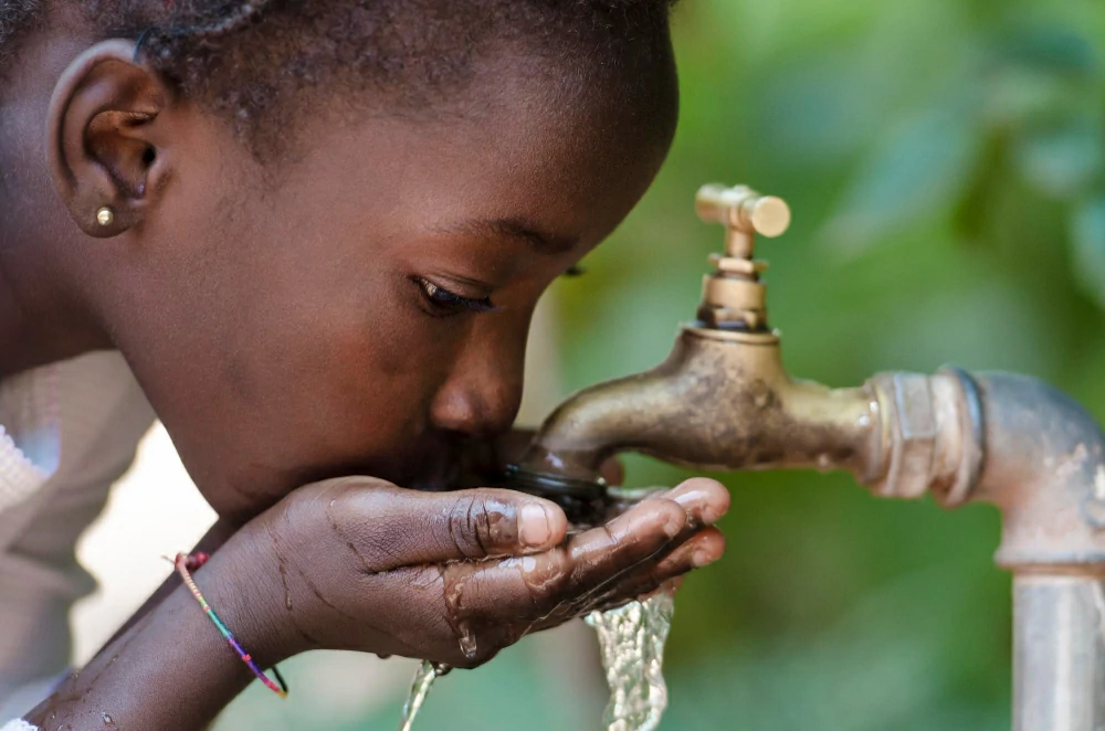 A person drinking clean water